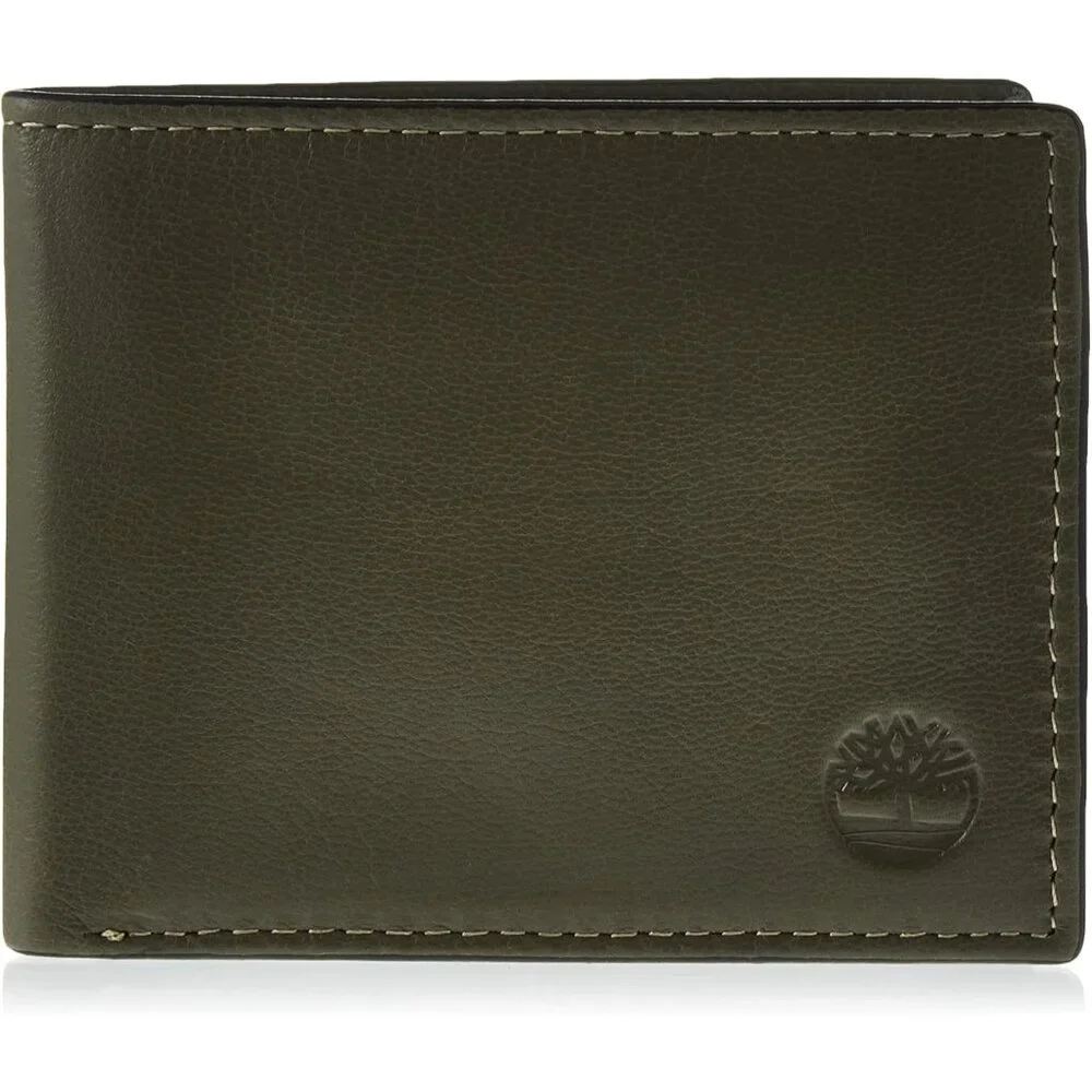 Mens Leather Wallet With Attached Flip Pocket, Grey (Fine Break), One Size
